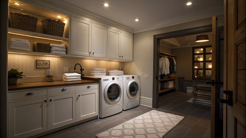 Clean apartment laundry room with washer and dryer