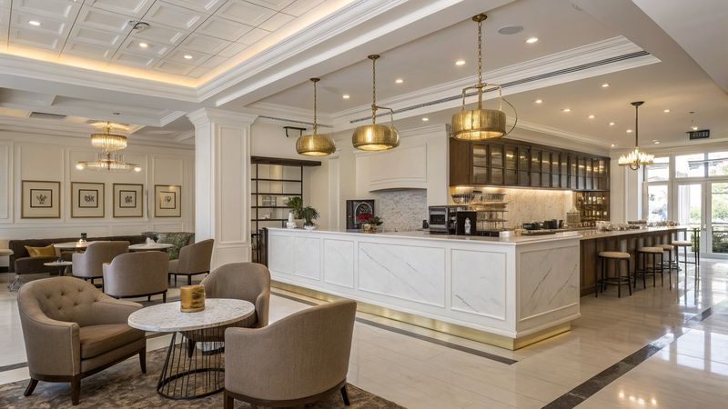 Leasing office lounge with coffee bar and seating
