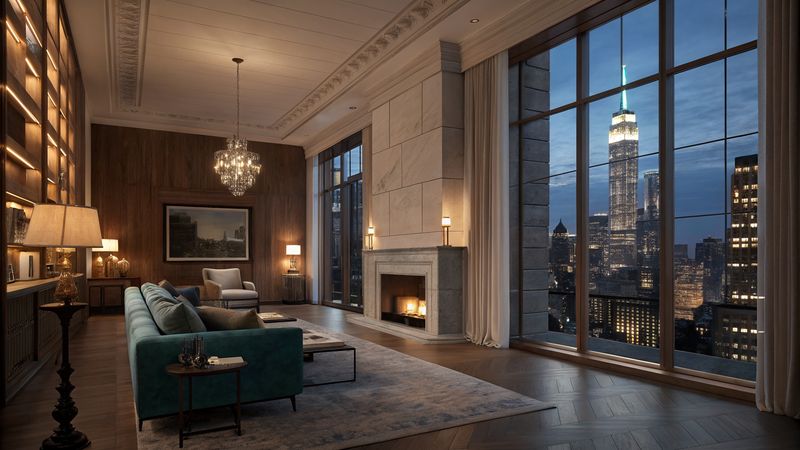 Move-in ready apartment living room with fireplace